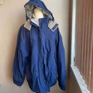 LL Bean Mens Winter Jacket Blue Hooded sz XL